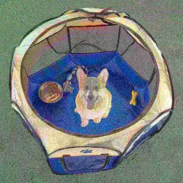 Pet Adobe Pop-Up Portable Pet Playpen with Case for Indoor/Outdoor 31.5" x 22" for Dogs / Cats (Blue) 288252ZTE - main